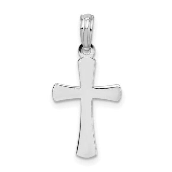 925 Sterling Silver Religious Small Dainty Polished Beveled Cross Necklace Charm - Picture 6 of 9